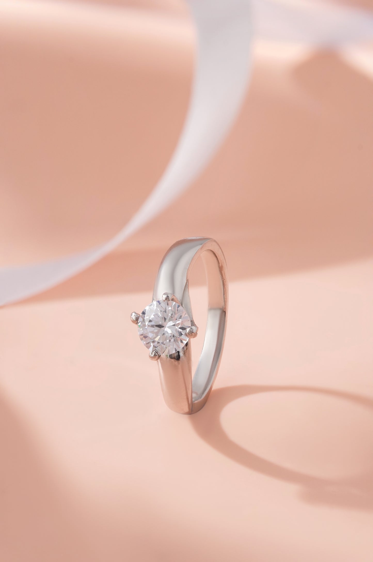 925 Sterling Silver Ring for Women Round Cut American Diamond Solitaire Band Gift
