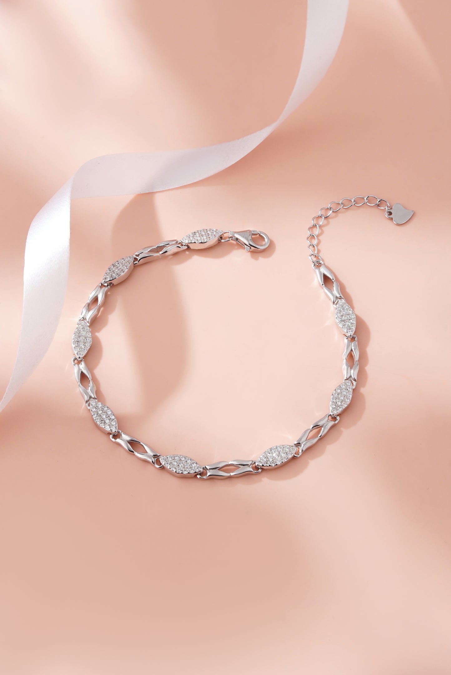 925 Sterling Silver Bracelet for Women American Diamond CZ Adjustable Bridal Gift