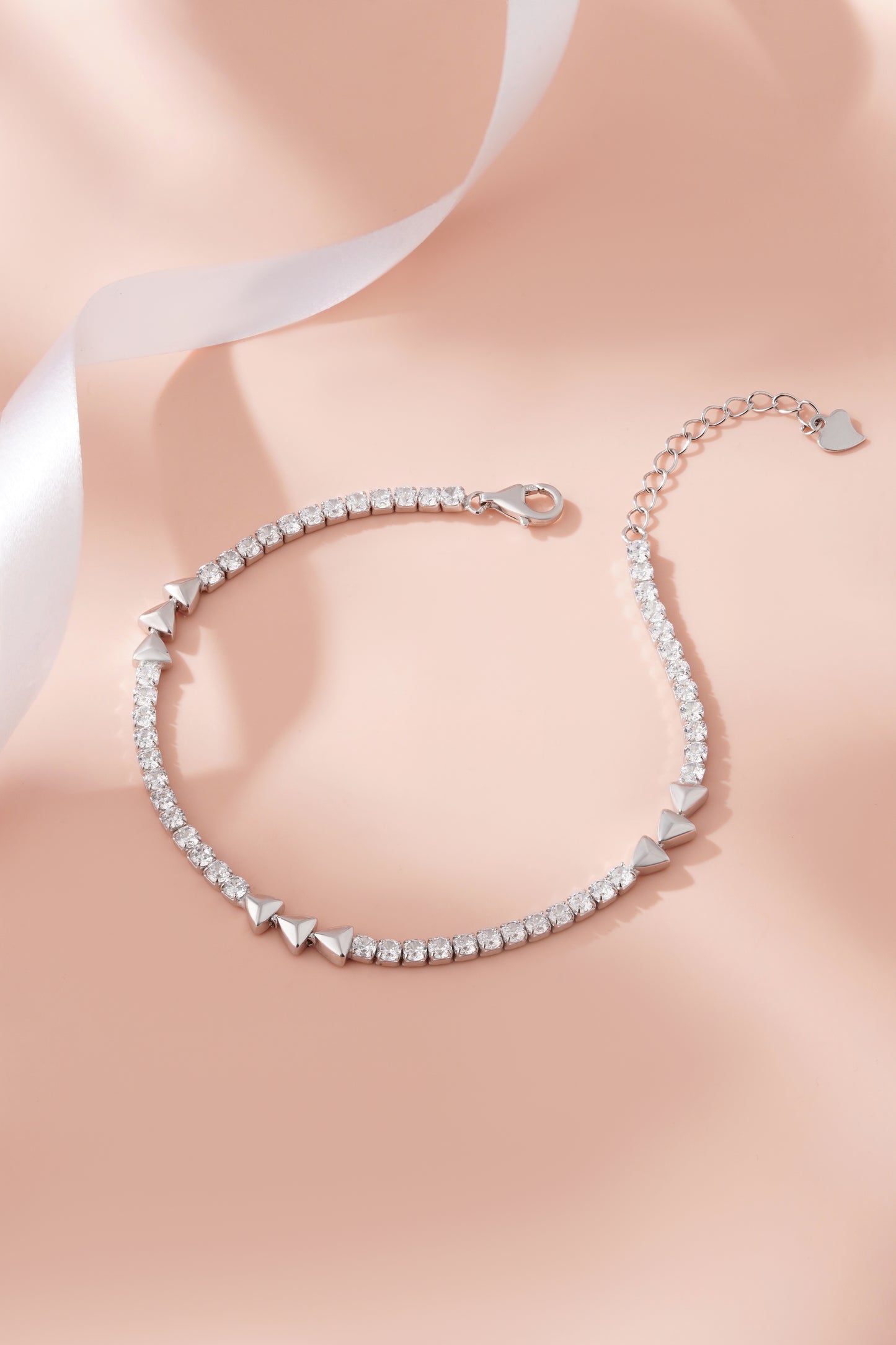 925 Sterling Silver Bracelet for Women American Diamond Adjustable Tennis Link Gift