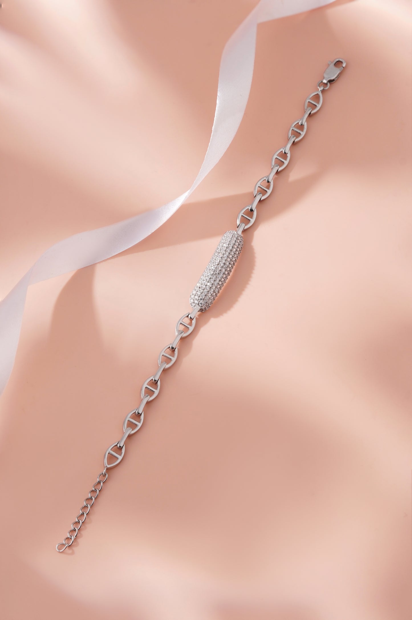 925 Sterling Silver Bracelet for Women American Diamond CZ Link Chain Gift Boxed