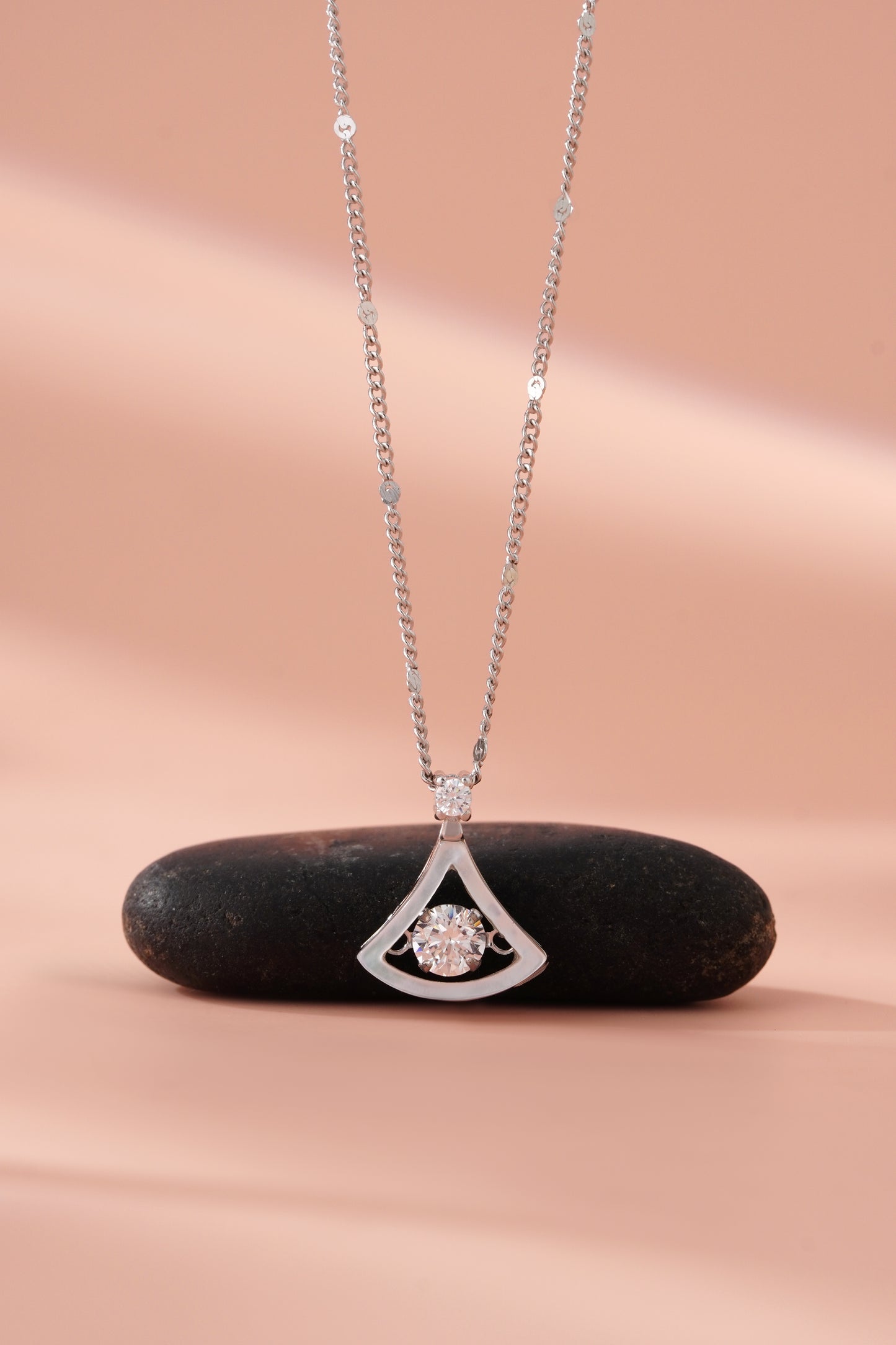 Women's 925 Silver Chain Necklace with CZ Diamond Pendant