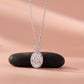 Silver Oval Halo American Diamond Pendant with Chain