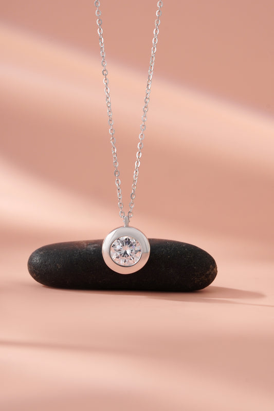 925 Sterling Silver American Diamond Solitaire Pendant Necklace Women’s Jewelry Gift