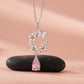925 Sterling Silver Butterfly Garden Necklace Pink Teardrop CZ American Diamond Pendant Chain For Women Fine Jewelry Gift