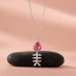 925 Sterling Silver Pink Heart Fishbone Necklace