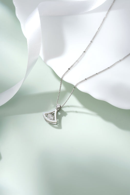 925 Sterling Silver Women's Chain Necklace with American Diamond Pendant Jewelry