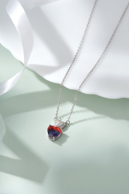 Elegant 925 Sterling Silver Gradient Heart Pendant Necklace for Women