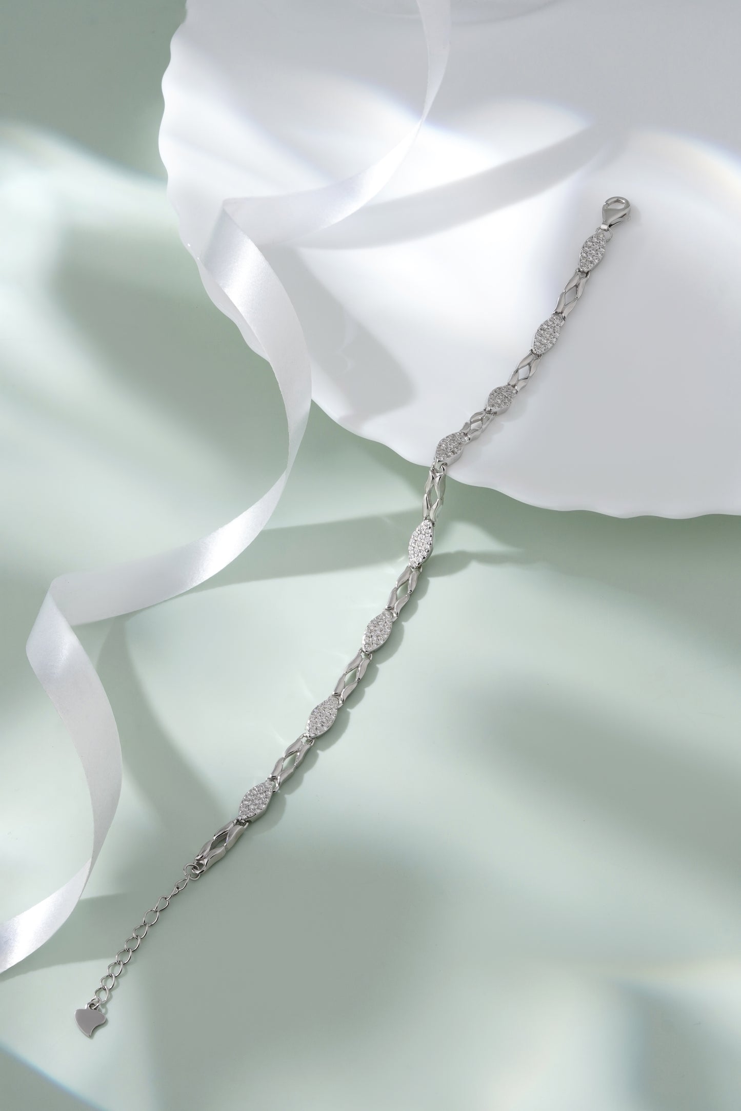 925 Sterling Silver Bracelet for Women American Diamond CZ Adjustable Bridal Gift