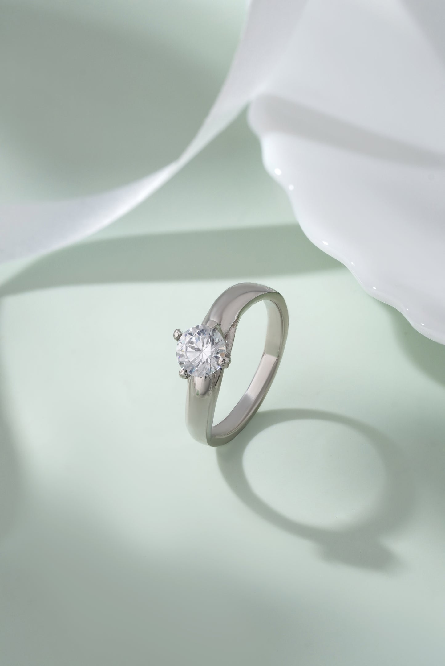 925 Sterling Silver Ring for Women Round Cut American Diamond Solitaire Band Gift