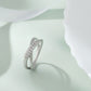 925 Sterling Silver Bypass X Ring Women American Diamond CZ Statement