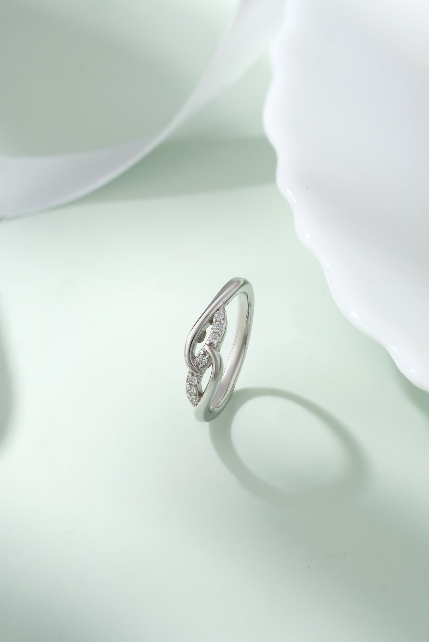 925 Sterling Silver American Diamond Infinity Swirl Ring for Women