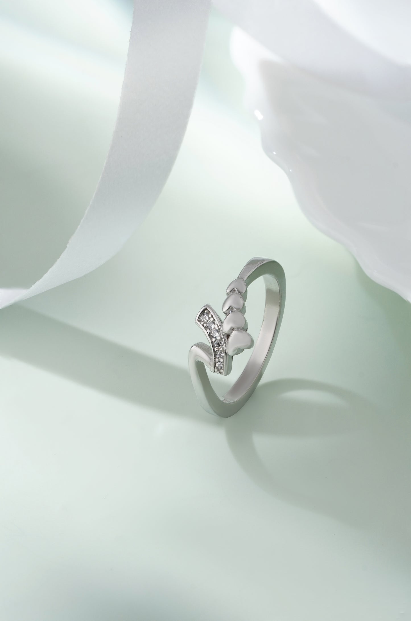 Stunning 925 Sterling Silver Heart Bypass Ring for Women