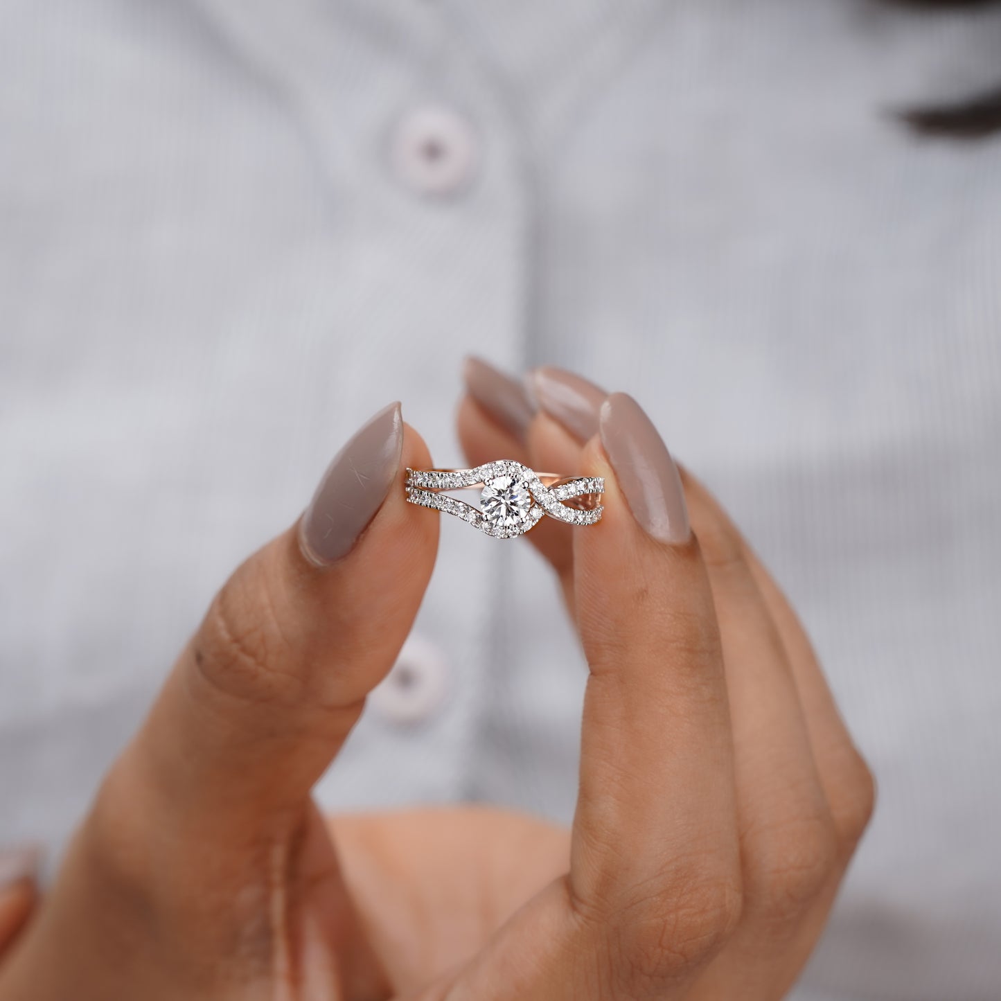 elegant solitaire Moissanite diamond ring