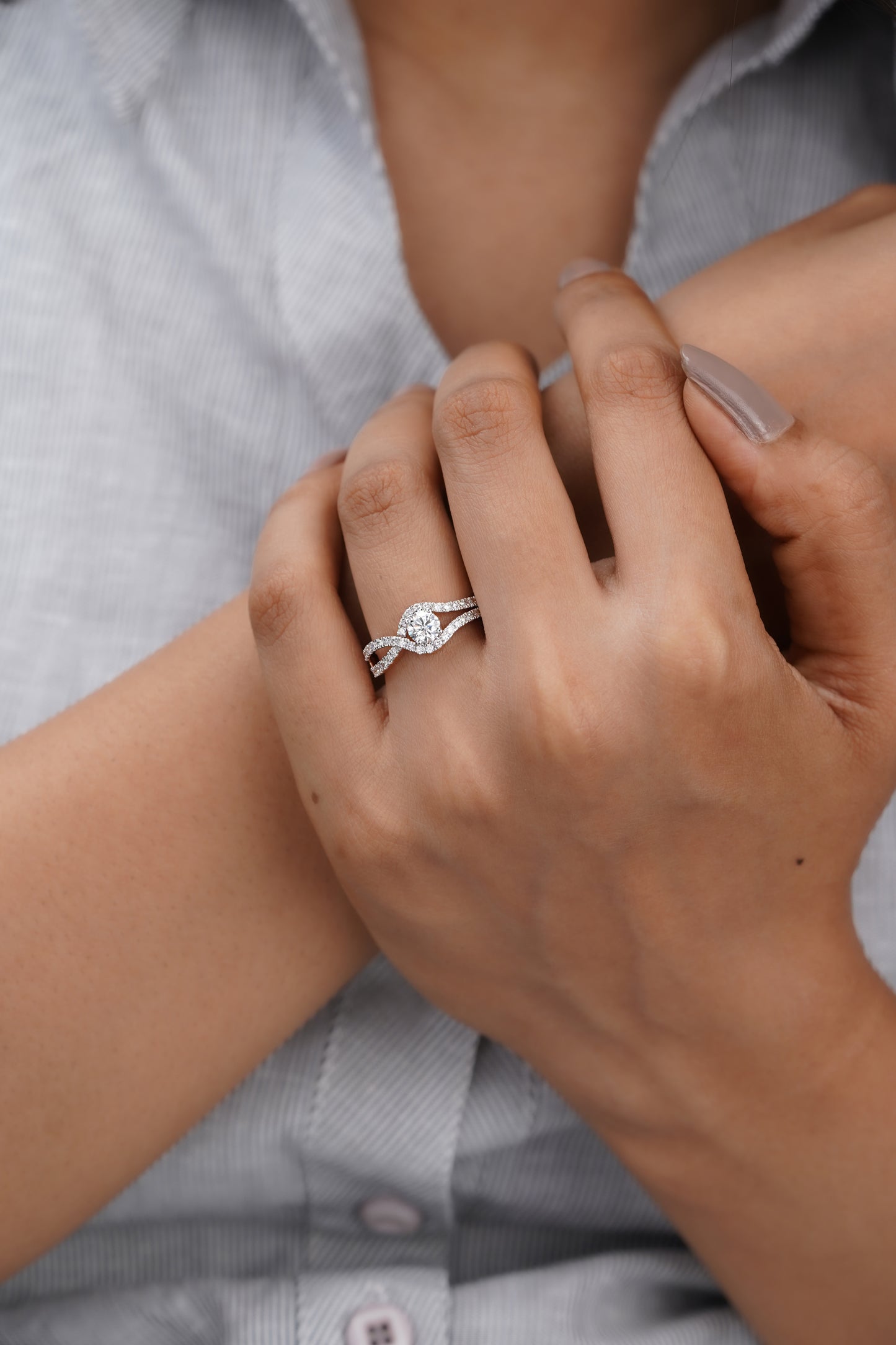 elegant solitaire Moissanite diamond ring