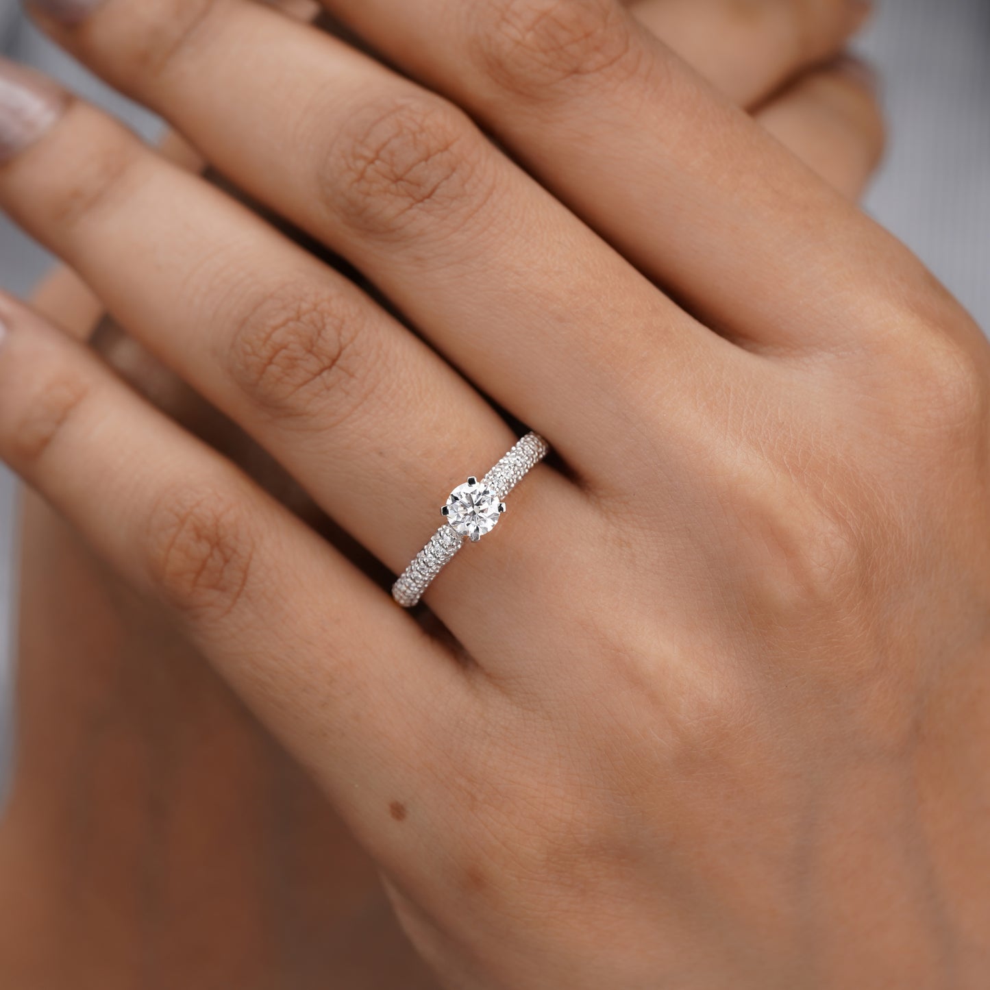 elegant solitaire Moissanite diamond ring