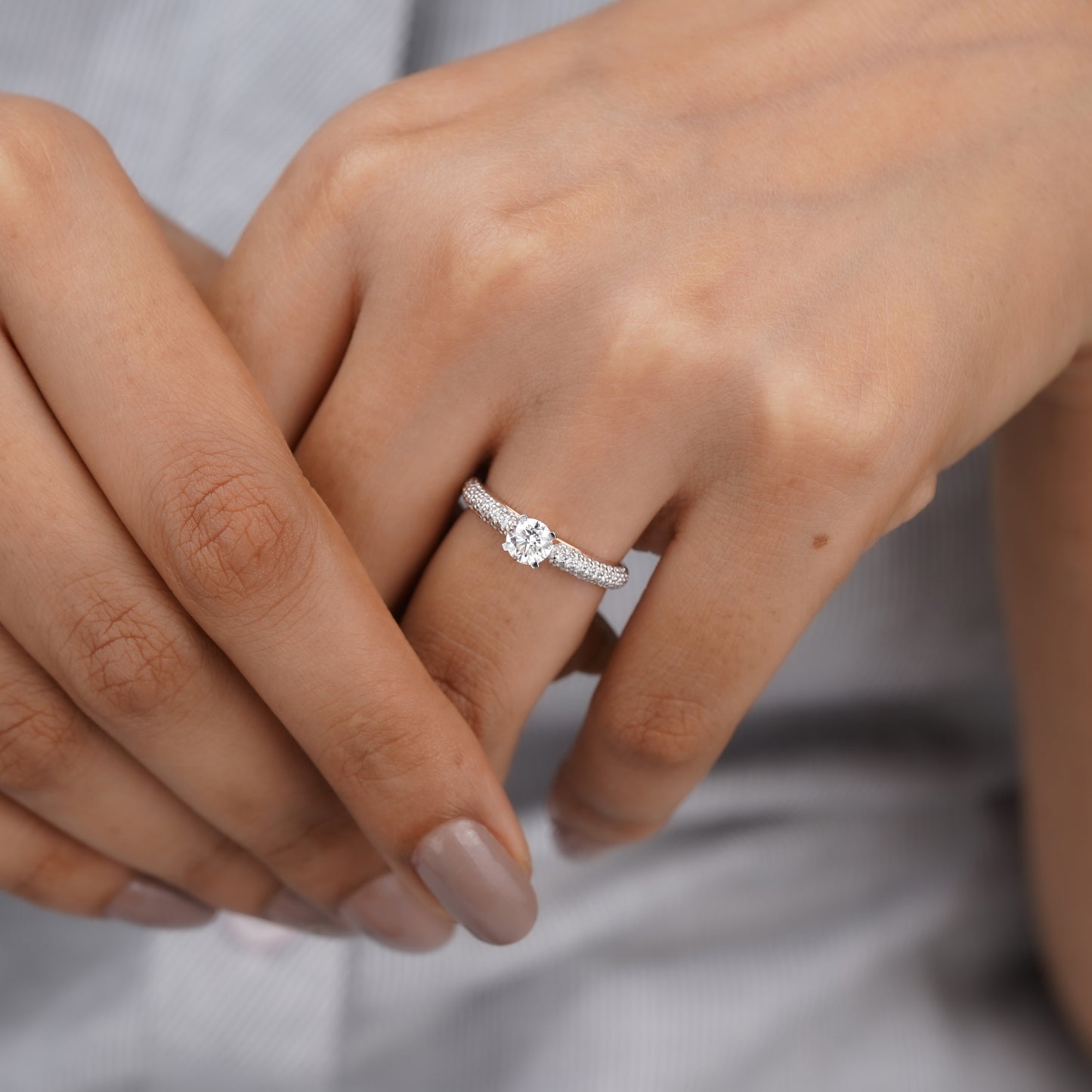 elegant solitaire Moissanite diamond ring