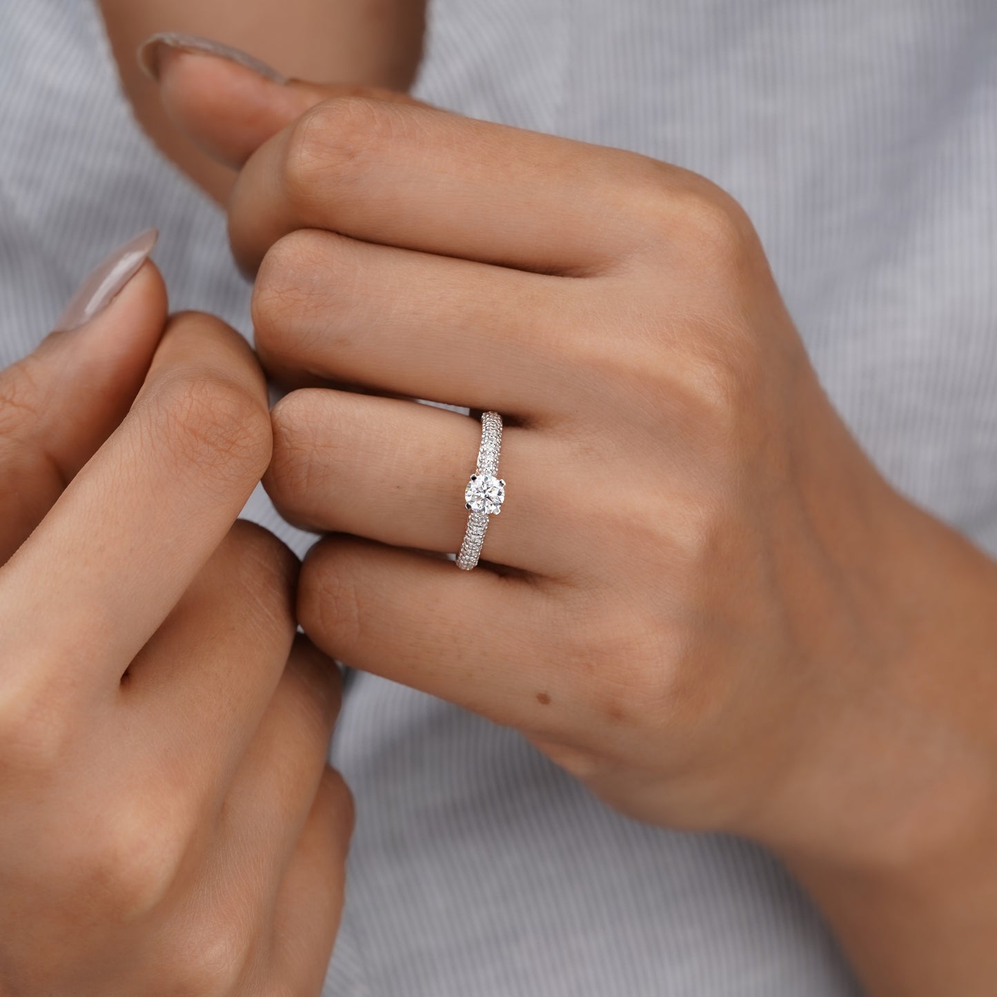 elegant solitaire Moissanite diamond ring