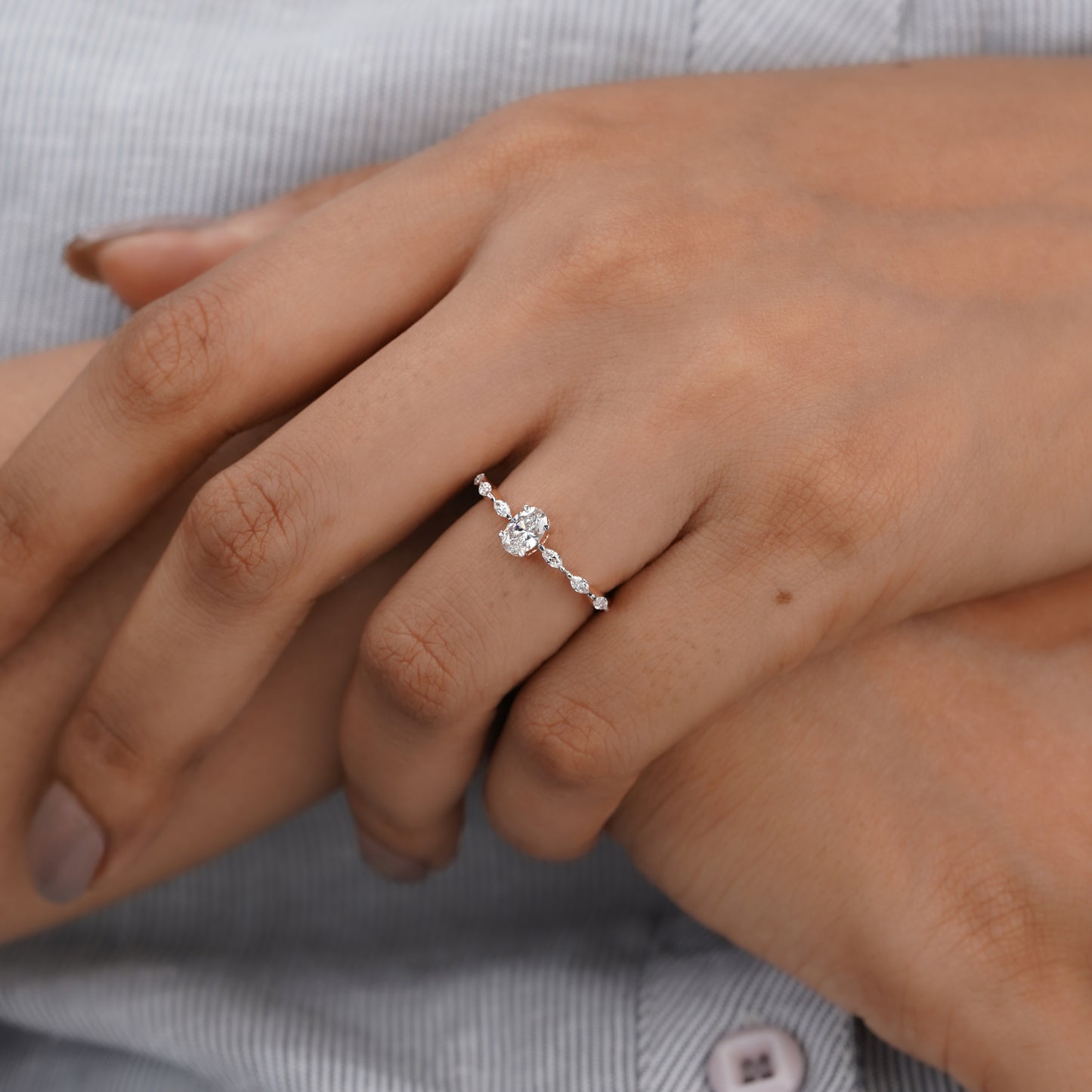 Oval Engagement Ring – Marquise Side Stones