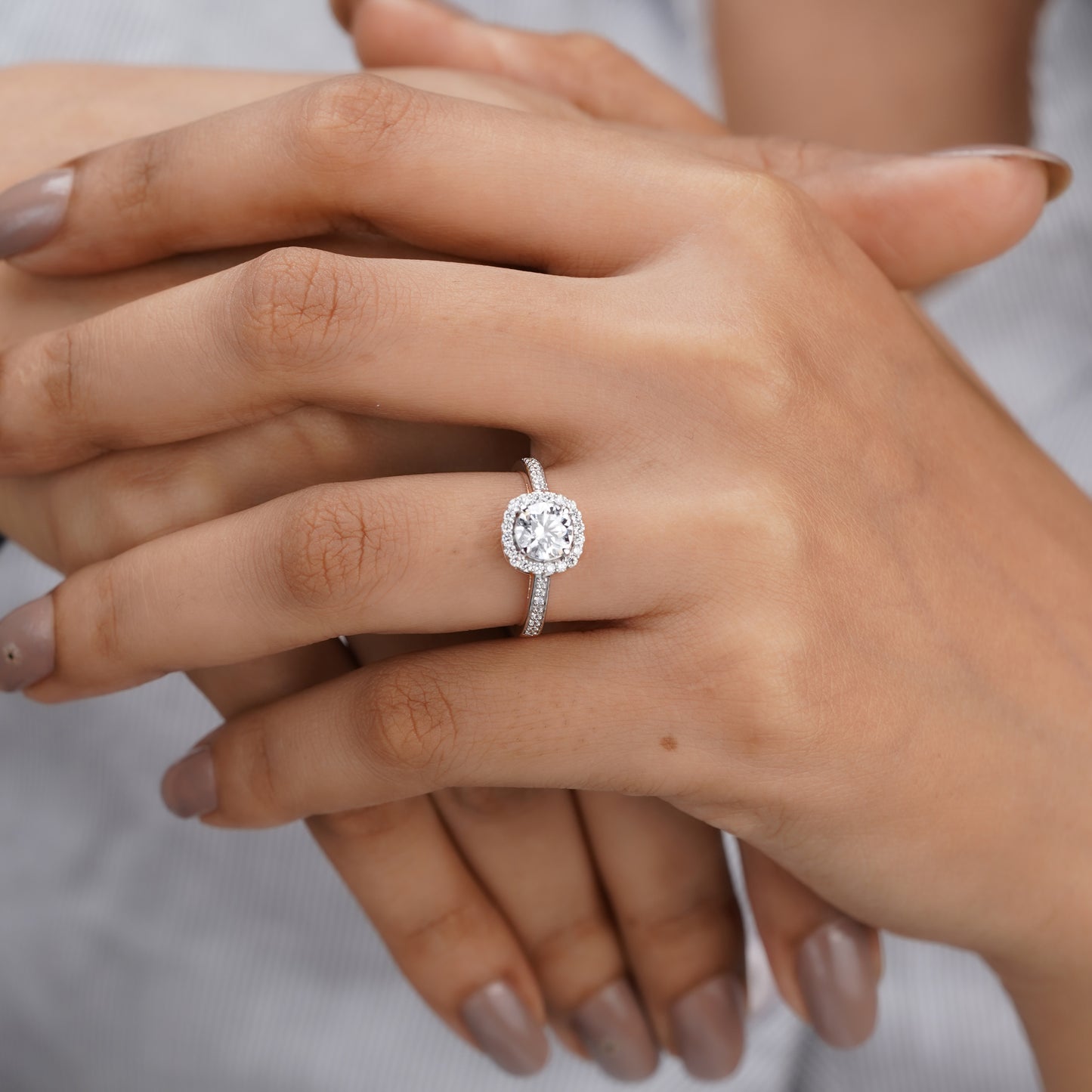 Luxury Halo Moissanite Diamond Ring