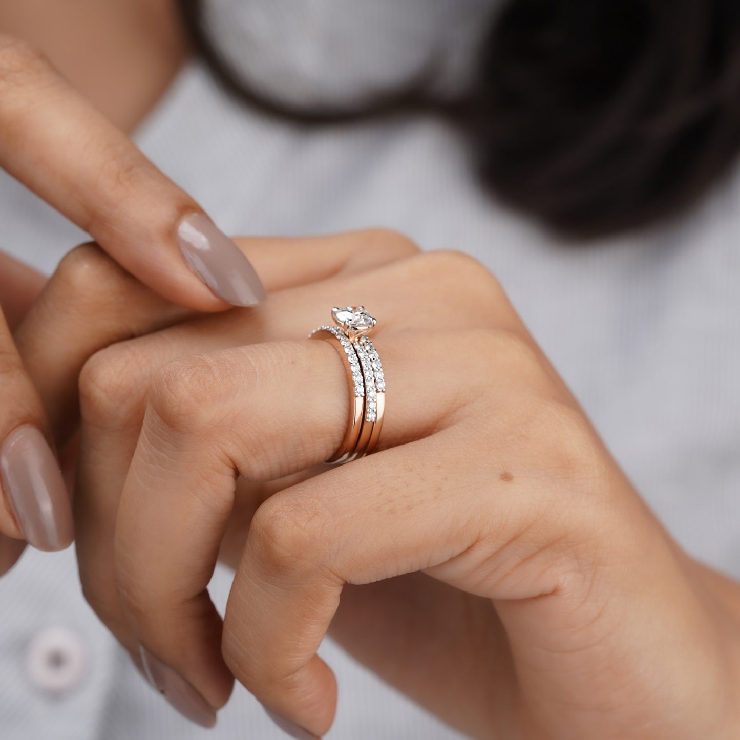 Diamond Ring Set – 3-Piece Stackable Bridal Set