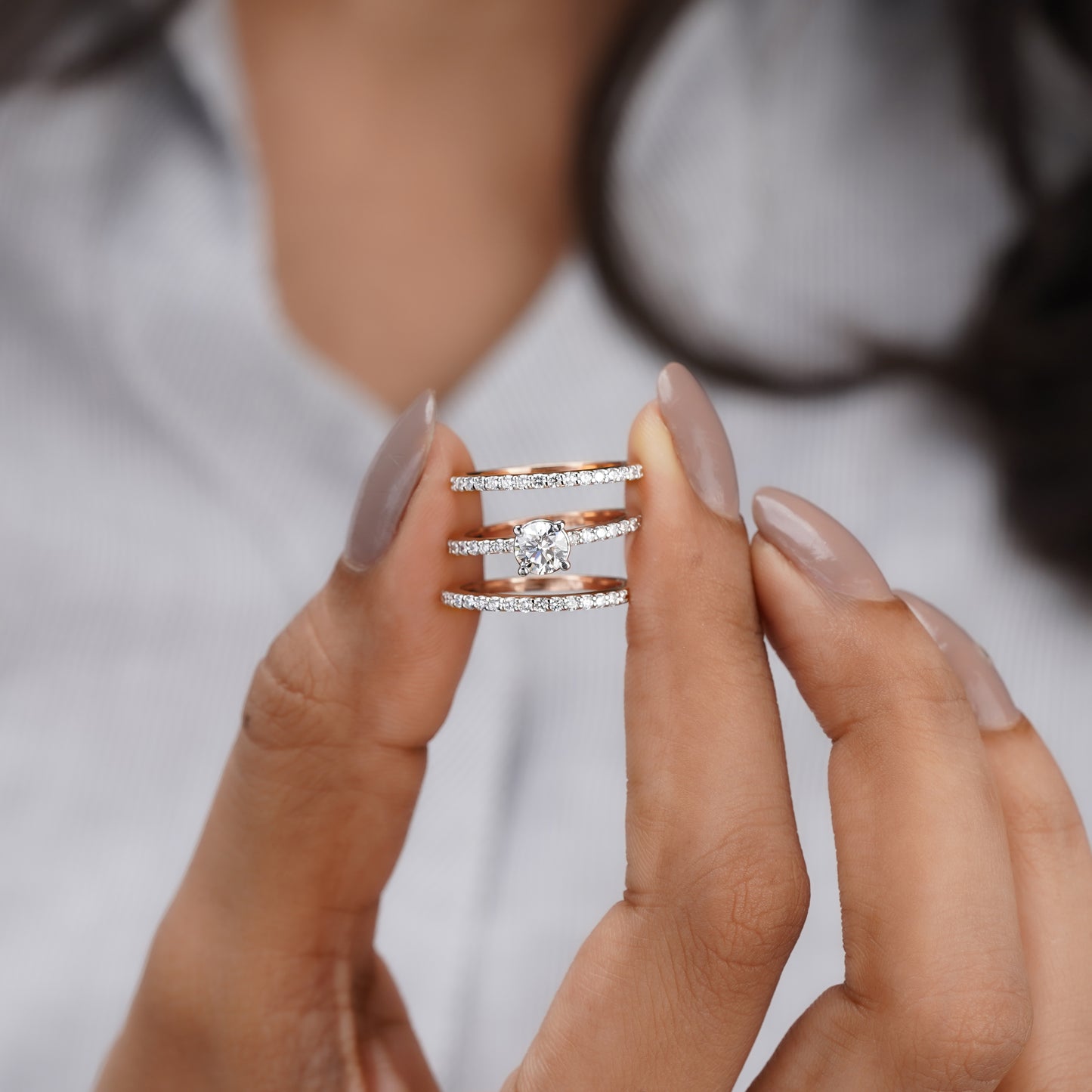 Diamond Ring Set – 3-Piece Stackable Bridal Set