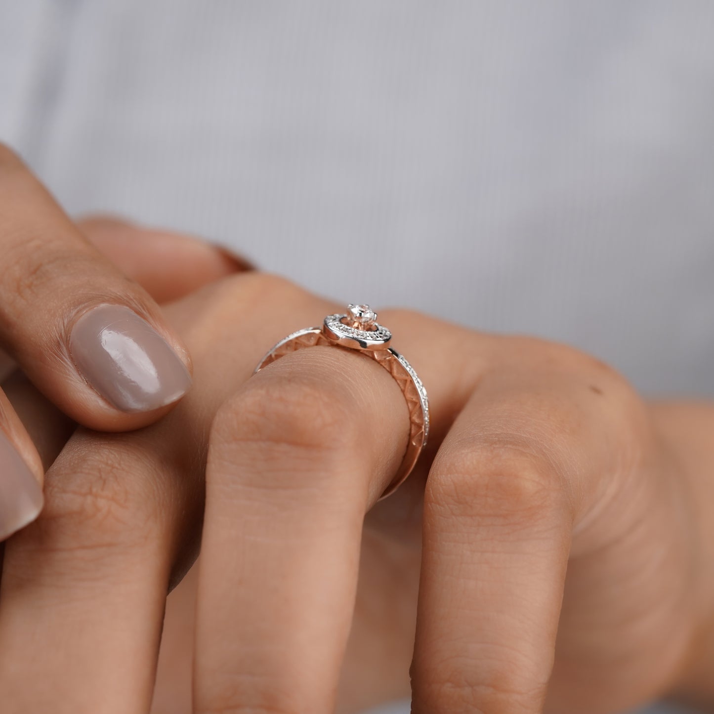 Moissanite Diamond Halo Ring Set