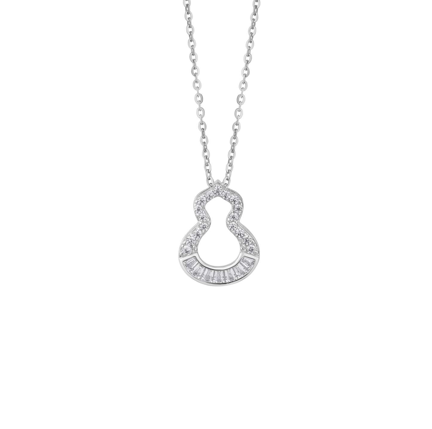 Silver Wulu Gourd Pendant Chain / Baguette American Diamonds