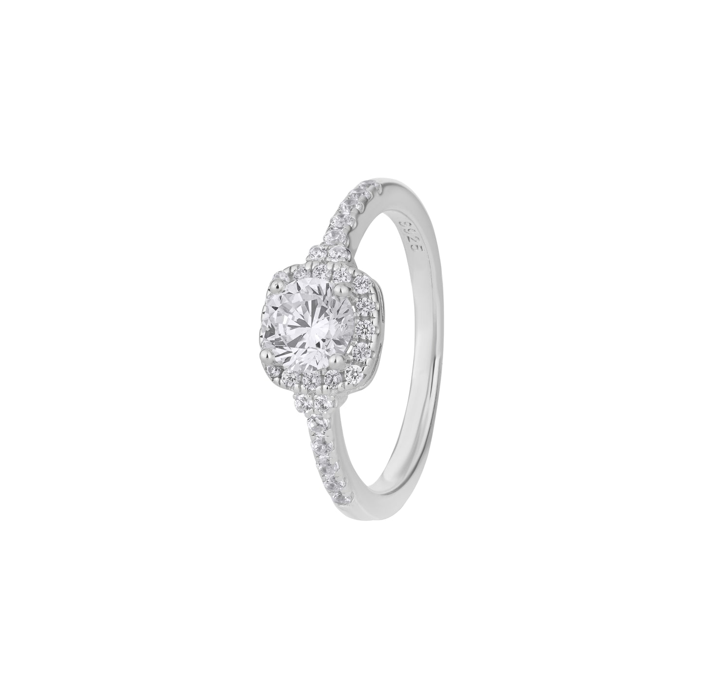925 Sterling Silver Halo Moissanite Diamond Women Engagement Ring Brilliant Cut Round