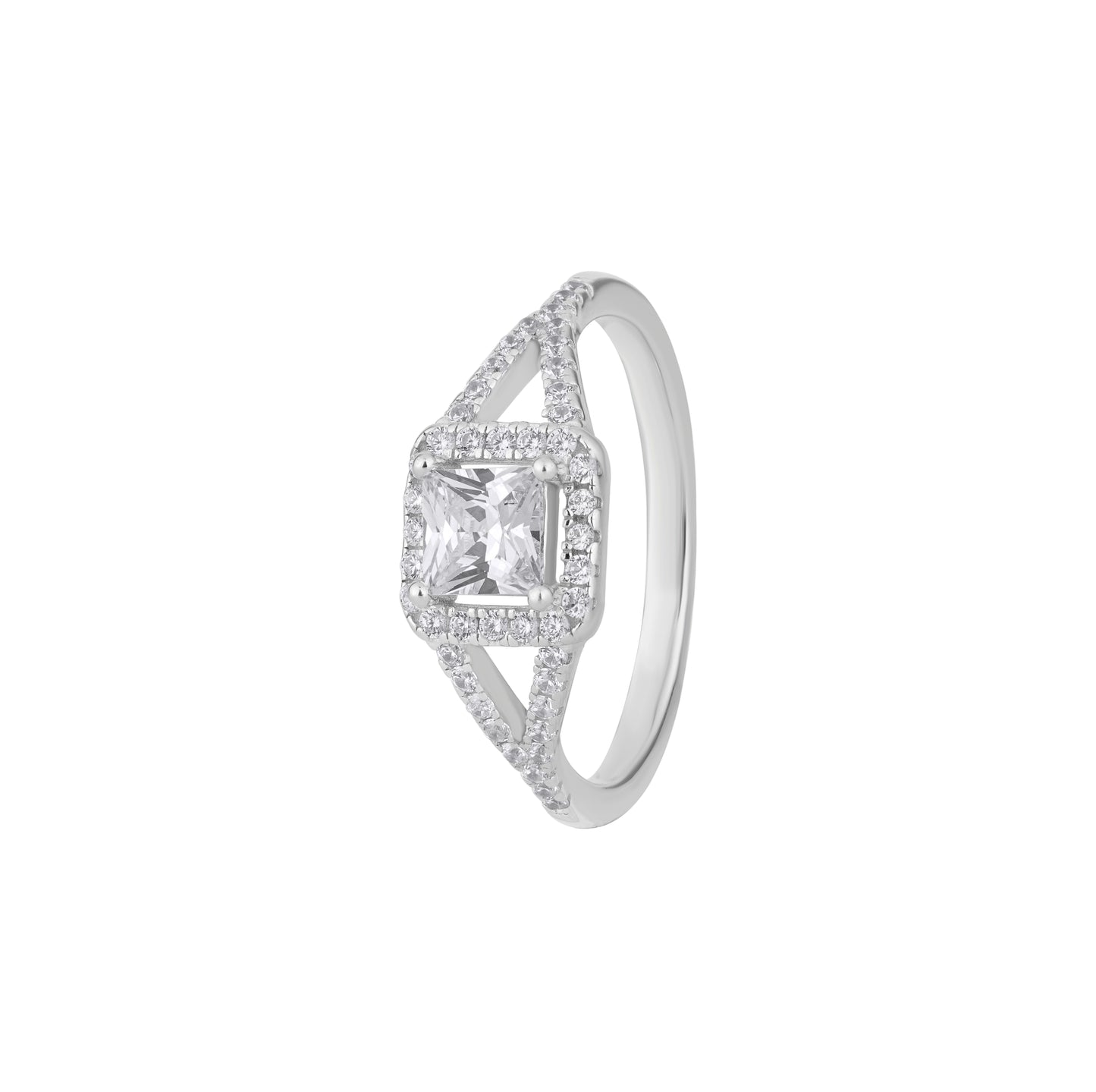925 Sterling Silver Princess Cut American Diamond Ring Women Wedding Band Size 5-27
