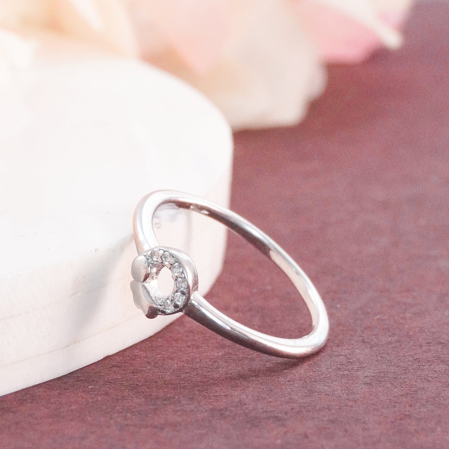 925 Sterling Silver Moissanite Diamond Circle Ring