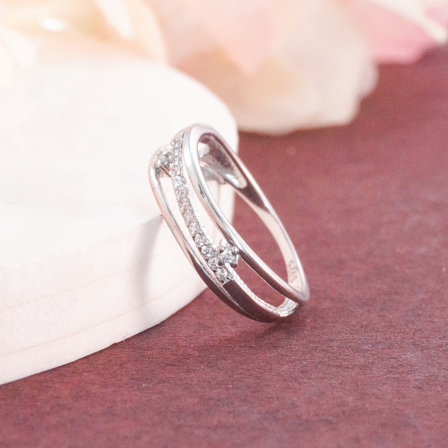 925 Sterling Silver Moissanite Diamond Multi Layer Ring