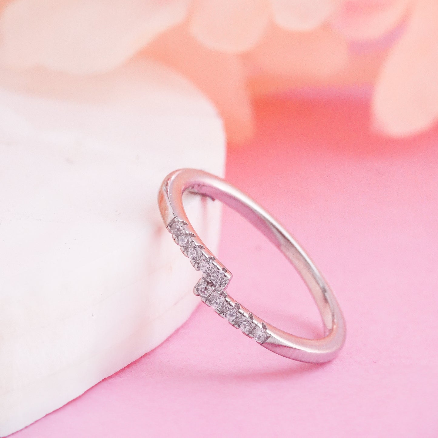 925 Sterling Silver Moissanite Diamond Band Ring