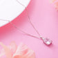 Baby Pink Emerald Cut Pendant Necklace with Moissanite Diamond