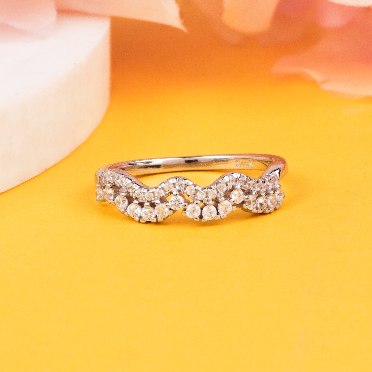 925 Sterling Silver Moissanite Diamond Vintage Band Ring