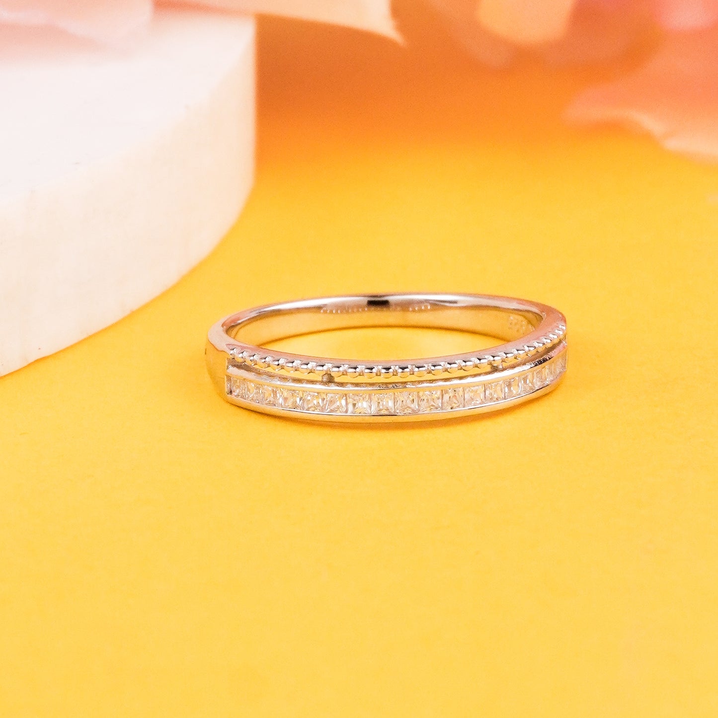 925 Sterling Silver Moissanite Diamond Band Ring