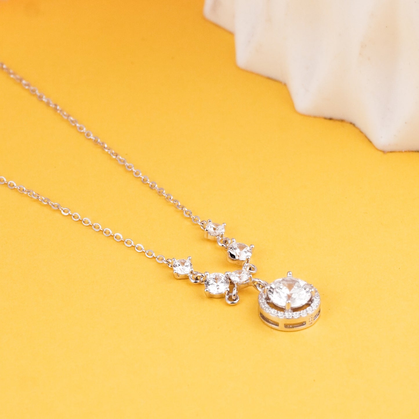 Moissanite Diamond Pendant Chain in 925 Sterling Silver