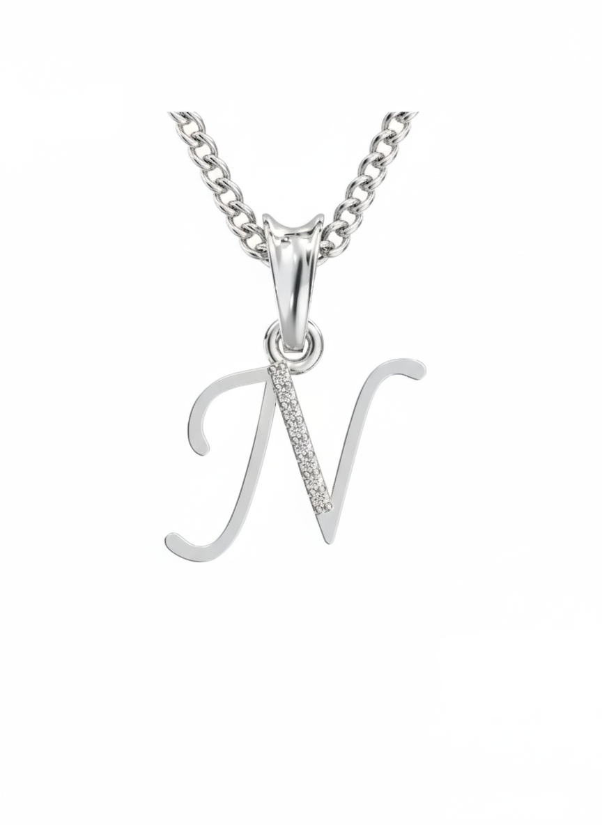 N Initial Alphabet Diamond Pendant - Diamond Jewellery