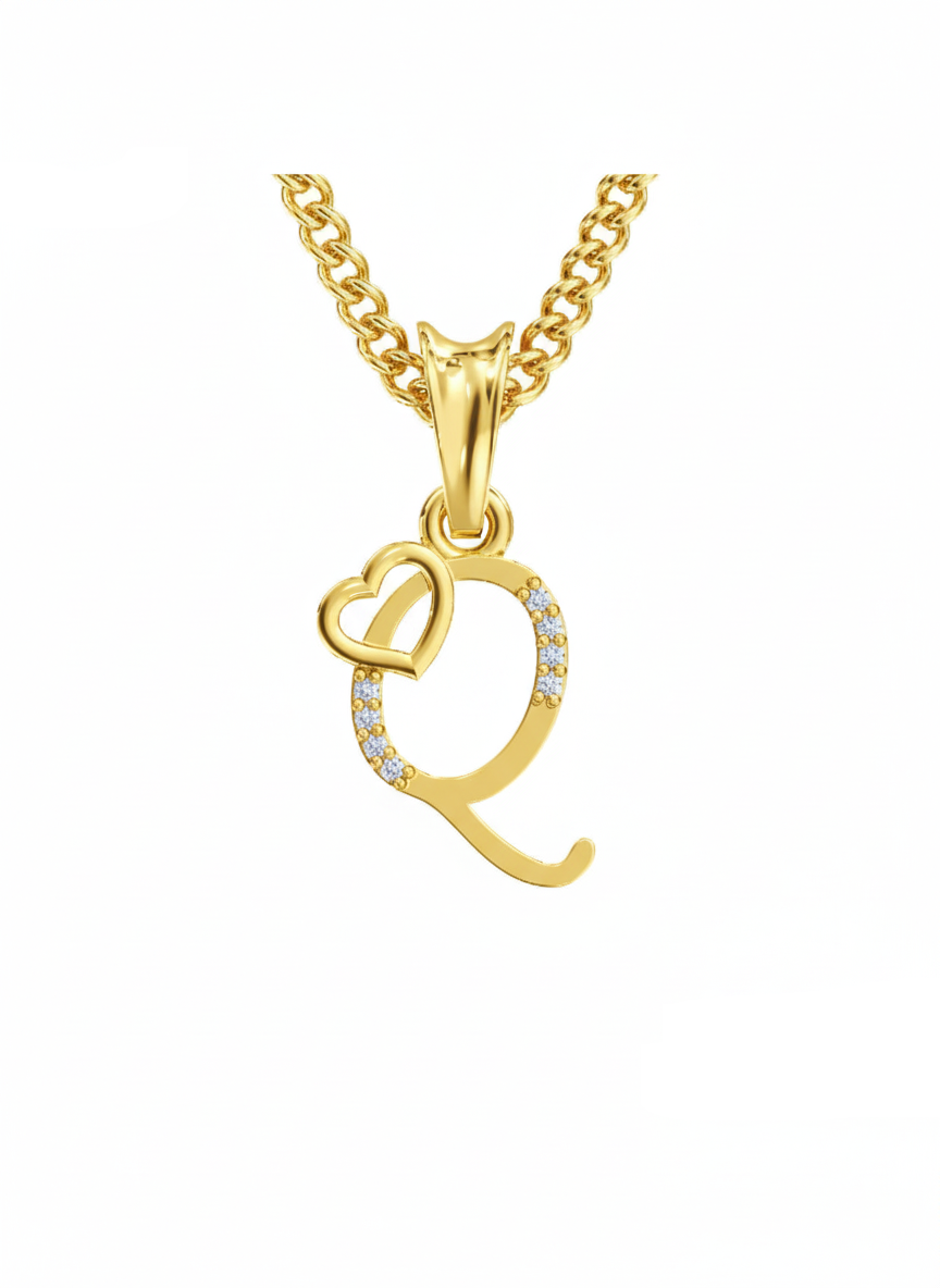 Q Initial Alphabet Diamond Pendant - Diamond Jewellery