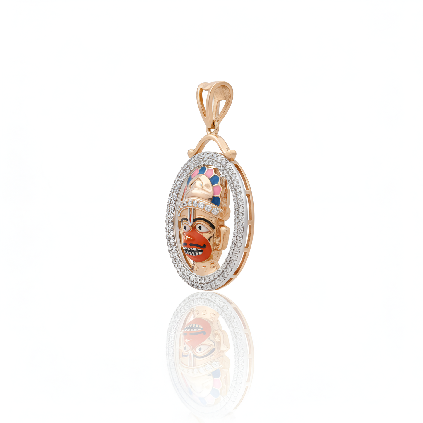 Traditional Gold-Toned Hanumanji Pendant with American Diamond