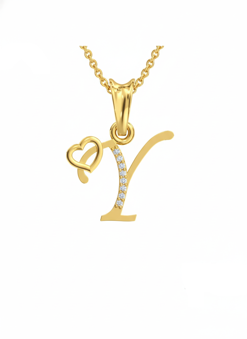 Y Initial Alphabet Diamond Pendant - Diamond Jewellery