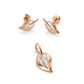 Elegant Rose Gold Leaf Design Jewelry Set with American Diamonds – Pendant and Earrings