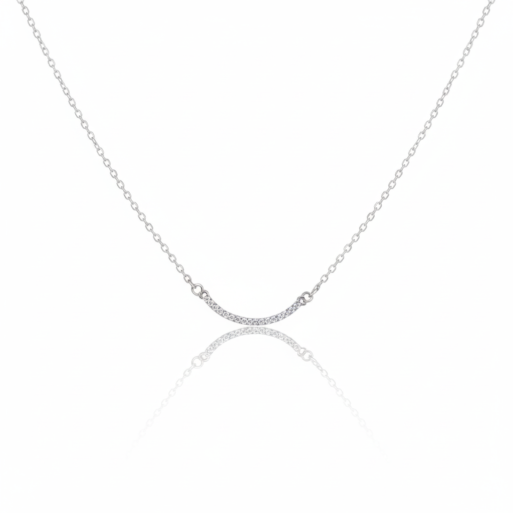 92.5 Sterling Silver Chain Necklace with Moissanite Diamond / Lab grown diamond - Minimalist Design