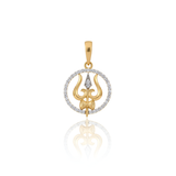 Gold Trishul Men Pendant with American Diamonds – Spiritual Elegance