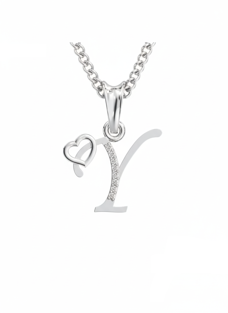 Y Initial Alphabet Diamond Pendant - Diamond Jewellery