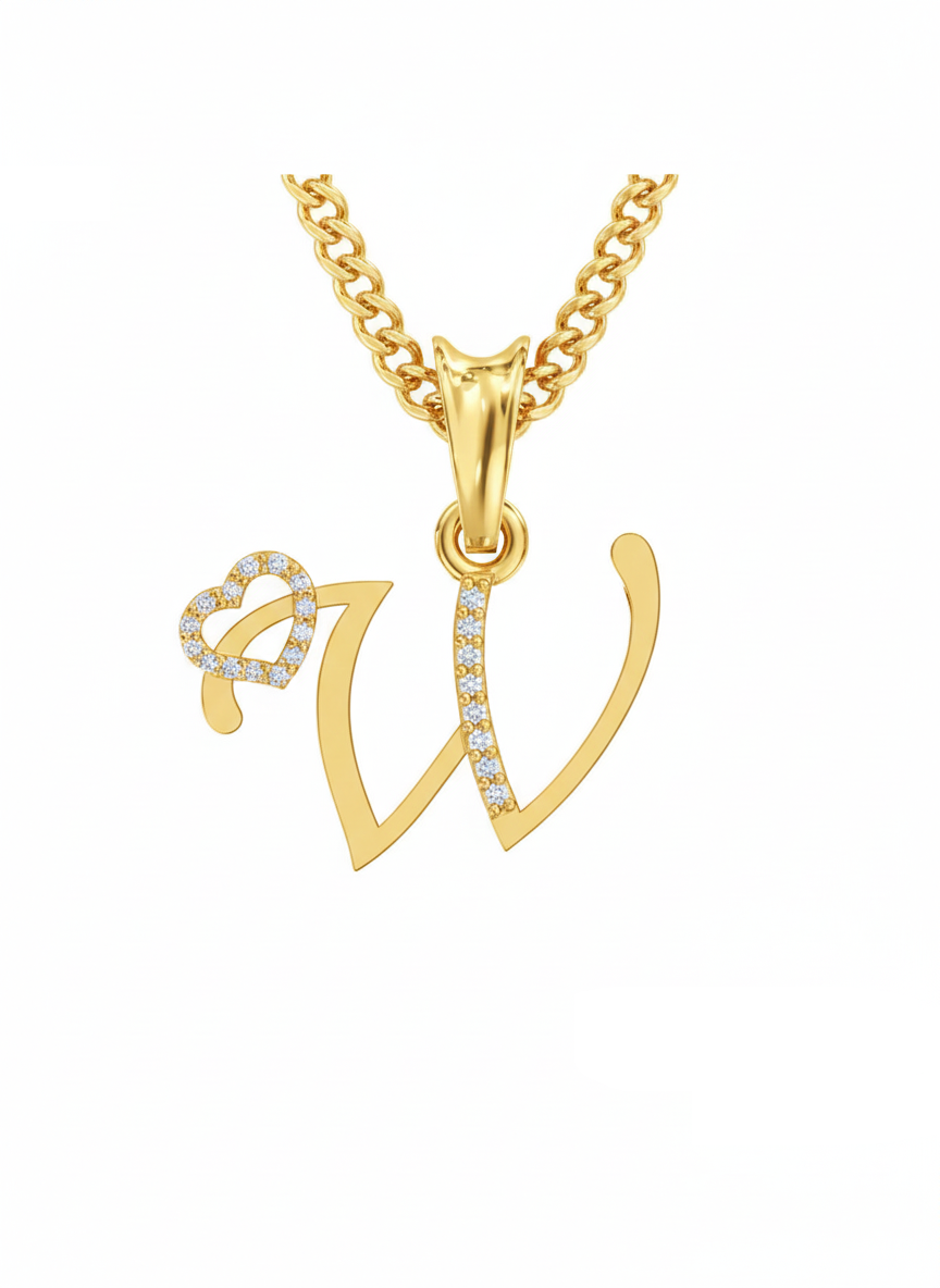 W Initial Alphabet Diamond Pendant - Diamond Jewellery