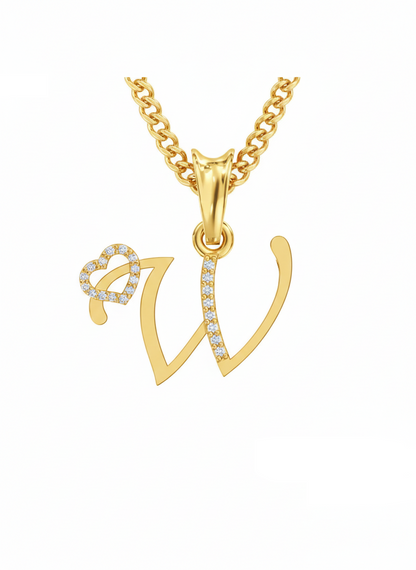 W Initial Alphabet Diamond Pendant - Diamond Jewellery