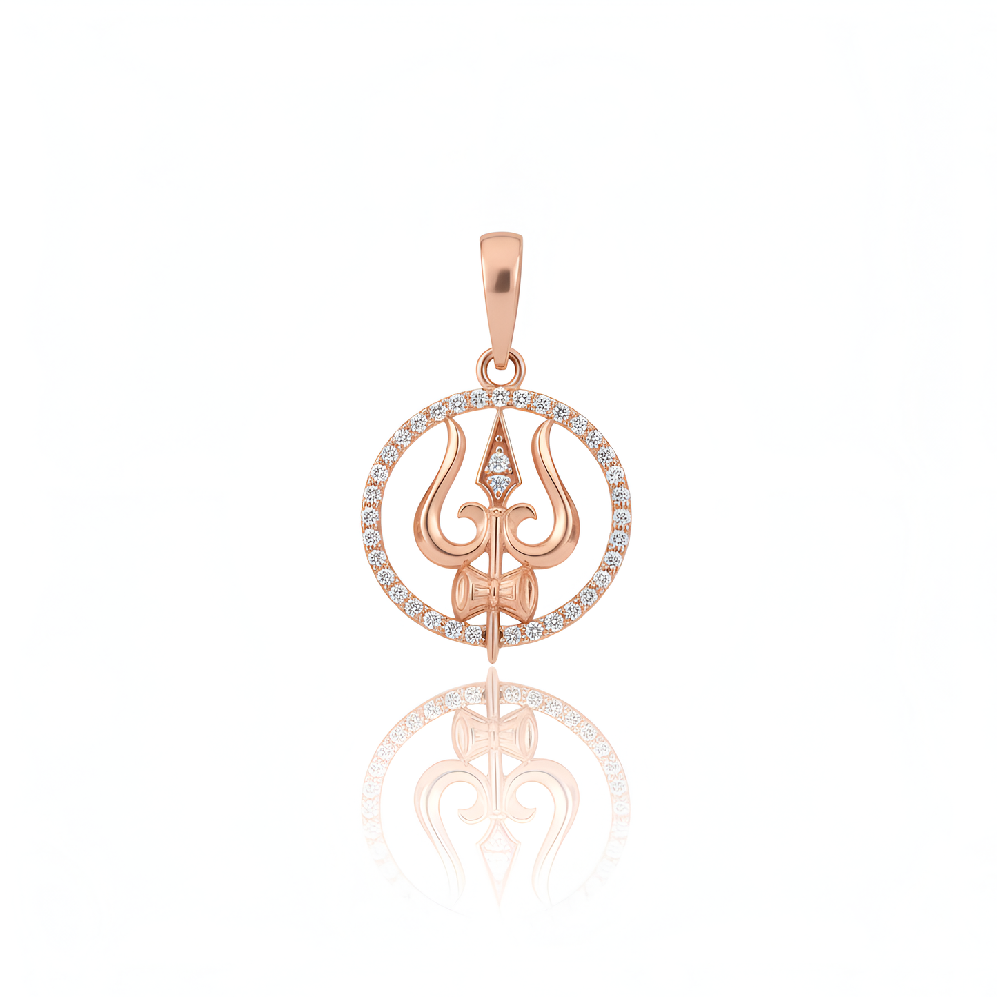 Gold Trishul Men Pendant with American Diamonds – Spiritual Elegance