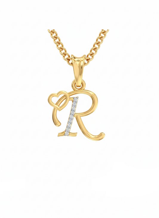 R Initial Alphabet Diamond Pendant - Diamond Jewellery