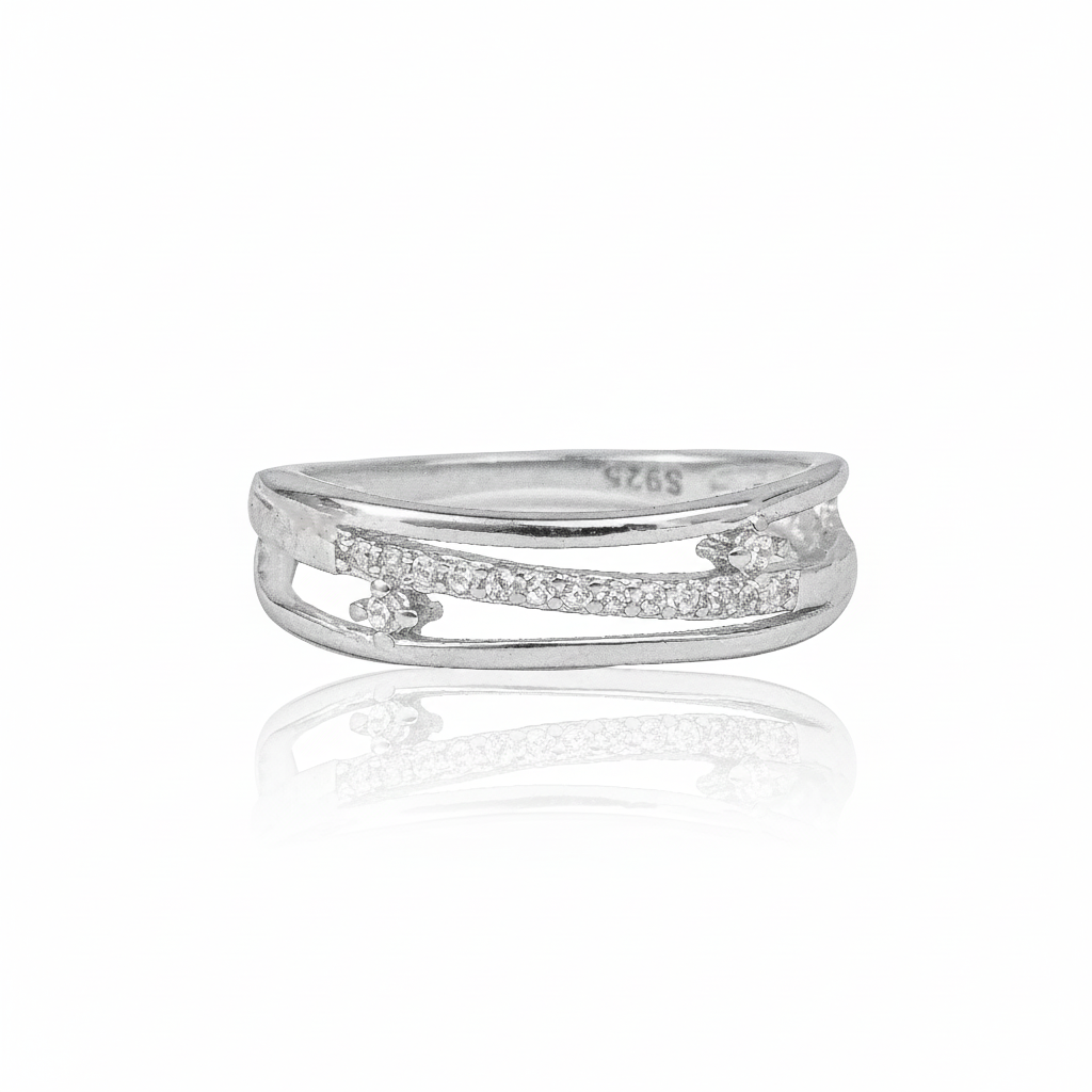925 Sterling Silver Moissanite Diamond Multi Layer Ring