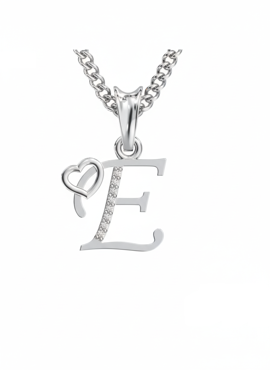 E Initial Alphabet Diamond Pendant - Diamond Jewellery